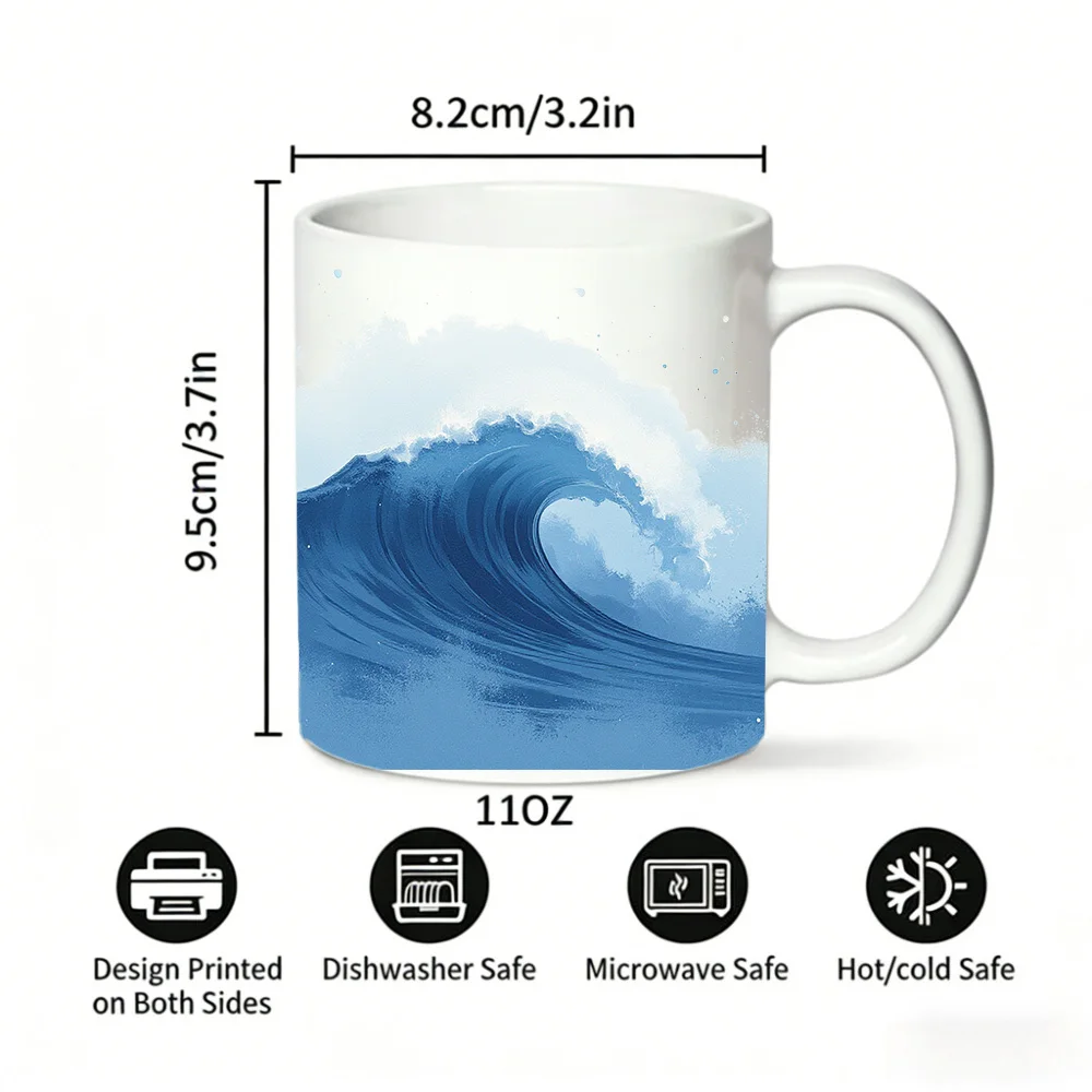 Independence Day Mug Coffee Cup Ceramic Cup Calm Ocean Wave Art Print - Perfect for Home Decor
