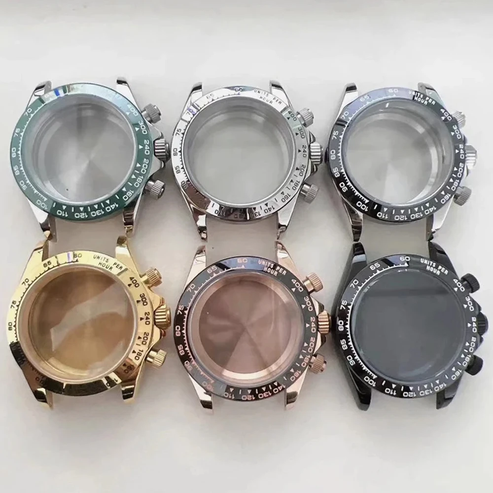 

Chronograph Watch Modification Parts Sapphire Glass Case 39mm, Stainless Steel Watch Case for VK63 Quartz Movement, VK63 Shell