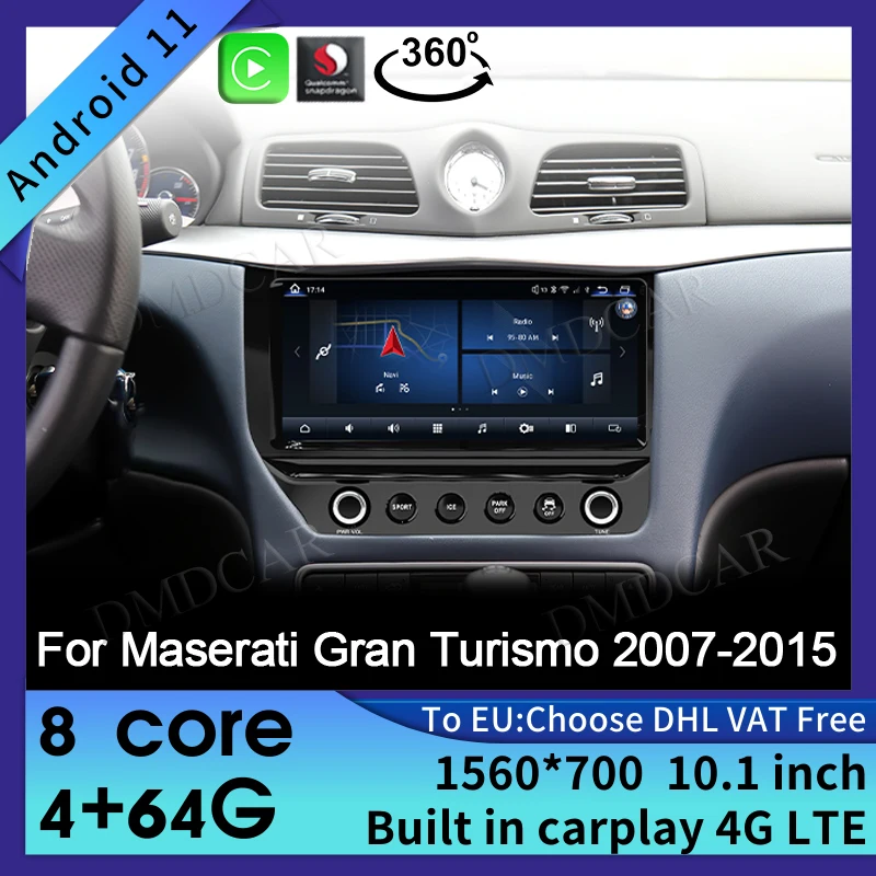 

10.1" Qualcomm Android 11 Carplay Car Multimedia Player GPS Navi 4G For Maserati GT GranTurismo 2007-2015 Stereo Receiver Radio