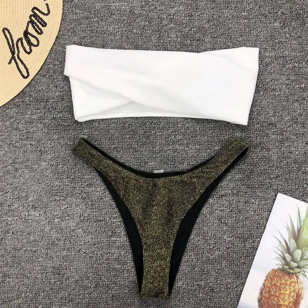 Neuer Sexy Bandeau Glitzer-Bikini Damen-Badeanzug Zweiteiliger Bikini-Set Badebekleidung Badeanzug für Damen V1109 – Detail 20
