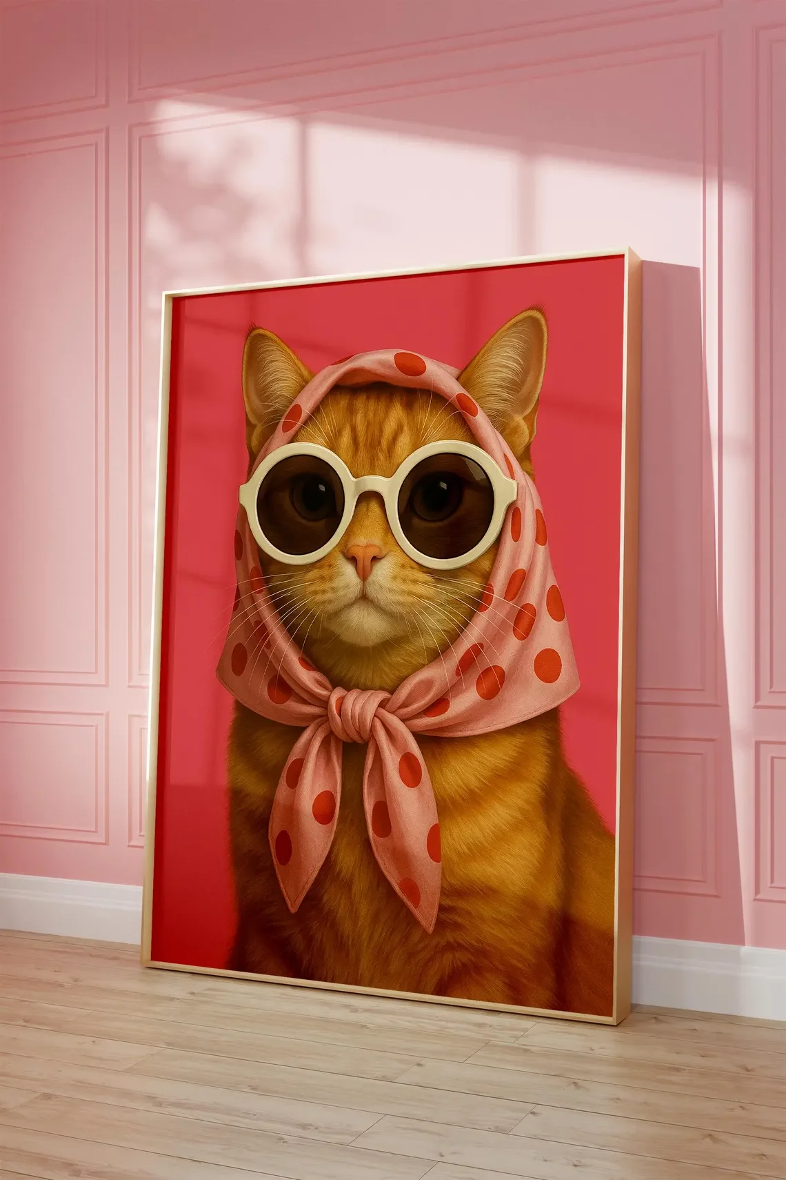 Chic Cat Art Print, Cute Ginger Cat Wall Art Modern Pop Art Cats Print, Whimsical Animal Poster, Pet Lover Gift, Cat Doing Thing