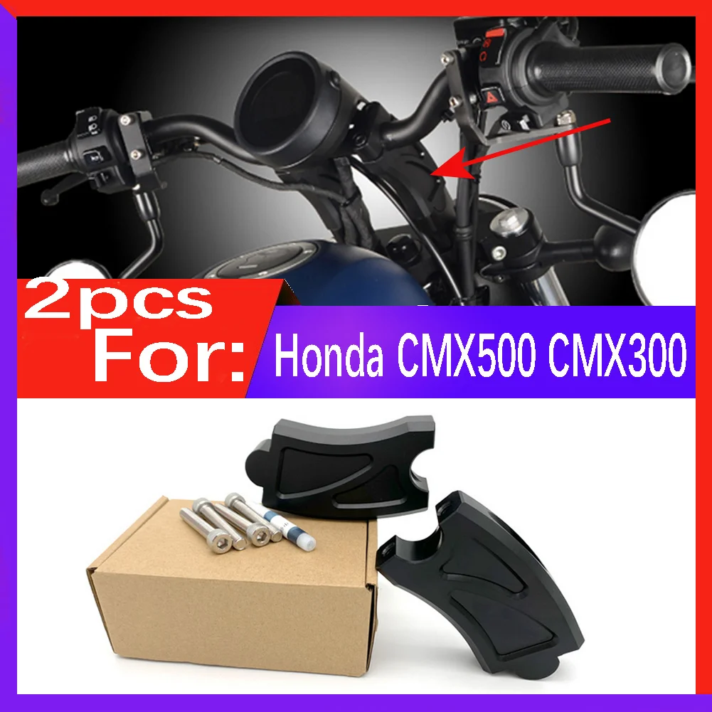 

2Pcs Motorcycle Aluminum Handlebar Risers Handle Bar Lift Clamp Adapters for Honda Rebel CMX 500 300 CMX500 CMX300 Black