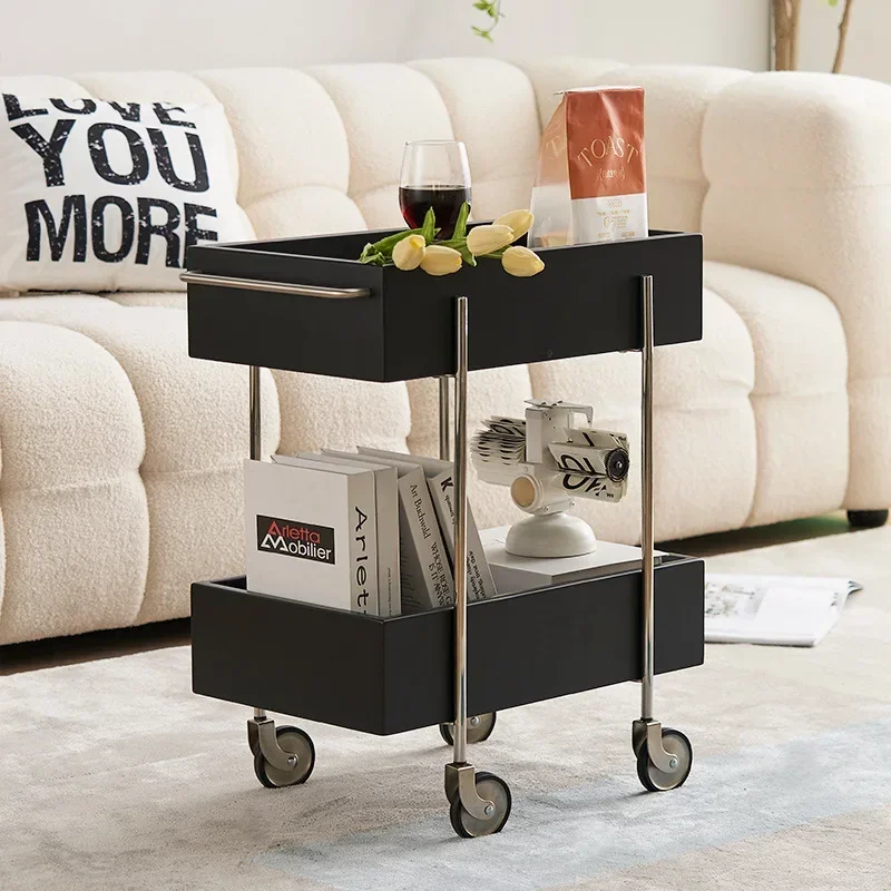 trolley with wheels movable living room sofa side several creative Internet celebrity storage snack rack