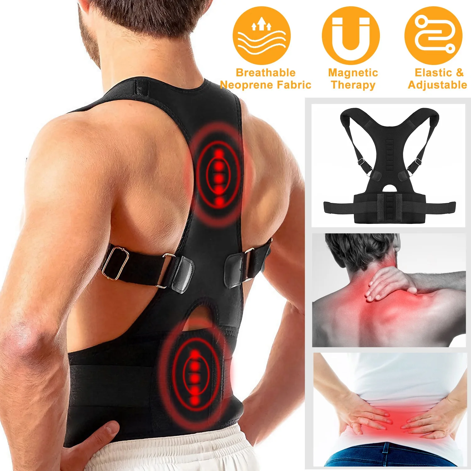 Full Back Support Shapewear Posture Corrector – Compression Back Brace for Upper Lower Back Pain Relief – Seamless Body Shaper with Posture Support – Breathable for Workout Gym Daily Wear – Unisex Posture Trainer Gift for Men Women