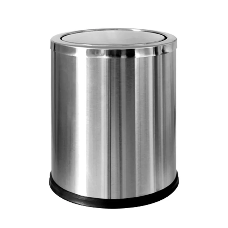 Stainless steel trash can flip top paint trash can hotel round clamshell bin hotel