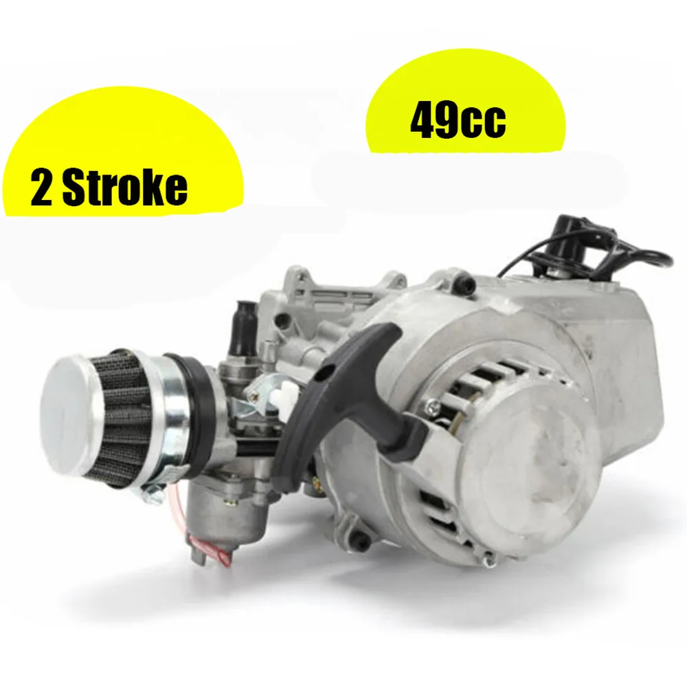 

49cc Aluminum Two-stroke Minimoto Engine Motor Parts Kit Pull Start Complete Engine Unit for Scooter Pocket Dirt Bike Quad ATV