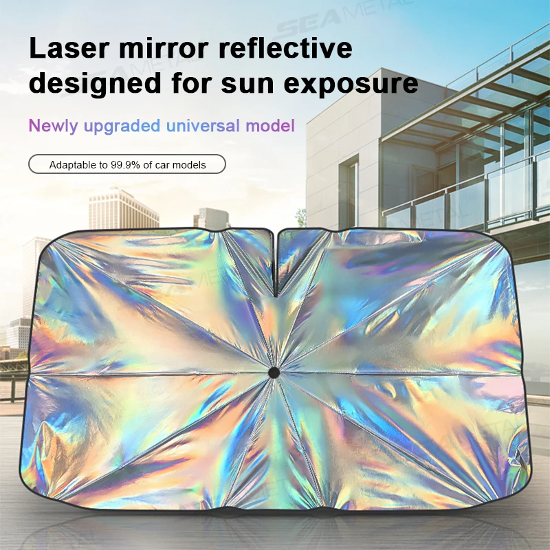 SEAMETAL Car Windshield Sun Shade Cover Adjustable Handle Front Window Sunshade Umbrella Summer UV Reflection Protection Parasol