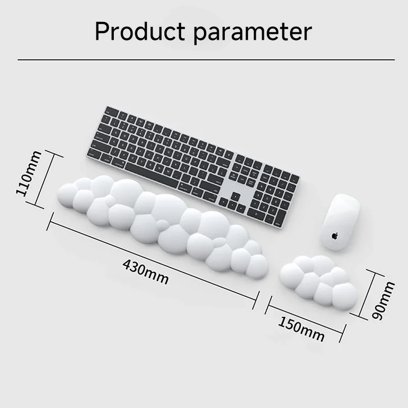 Poggiapolsi in pelle a forma di nuvola Materiale morbido in PU Memory Foam Base in gomma antiscivolo Supporto per mouse per tastiera da ufficio