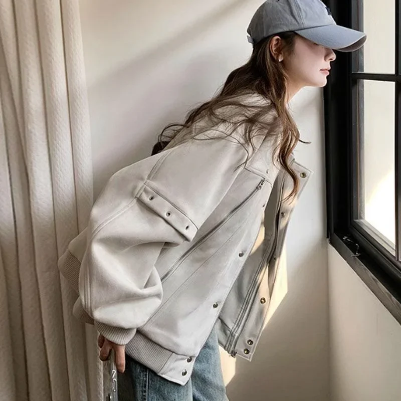 سترة نسائية كاجوال معدنية عصرية سترة بيسبول أمريكية كلاسيكية #3