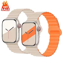 Pulseira magnética para apple watch ultra 2 band 49mm 44/45mm 38/40/41mm pulseira de silicone iwatch série 10-42/46mm 9 8 7 se 6 5 4 3