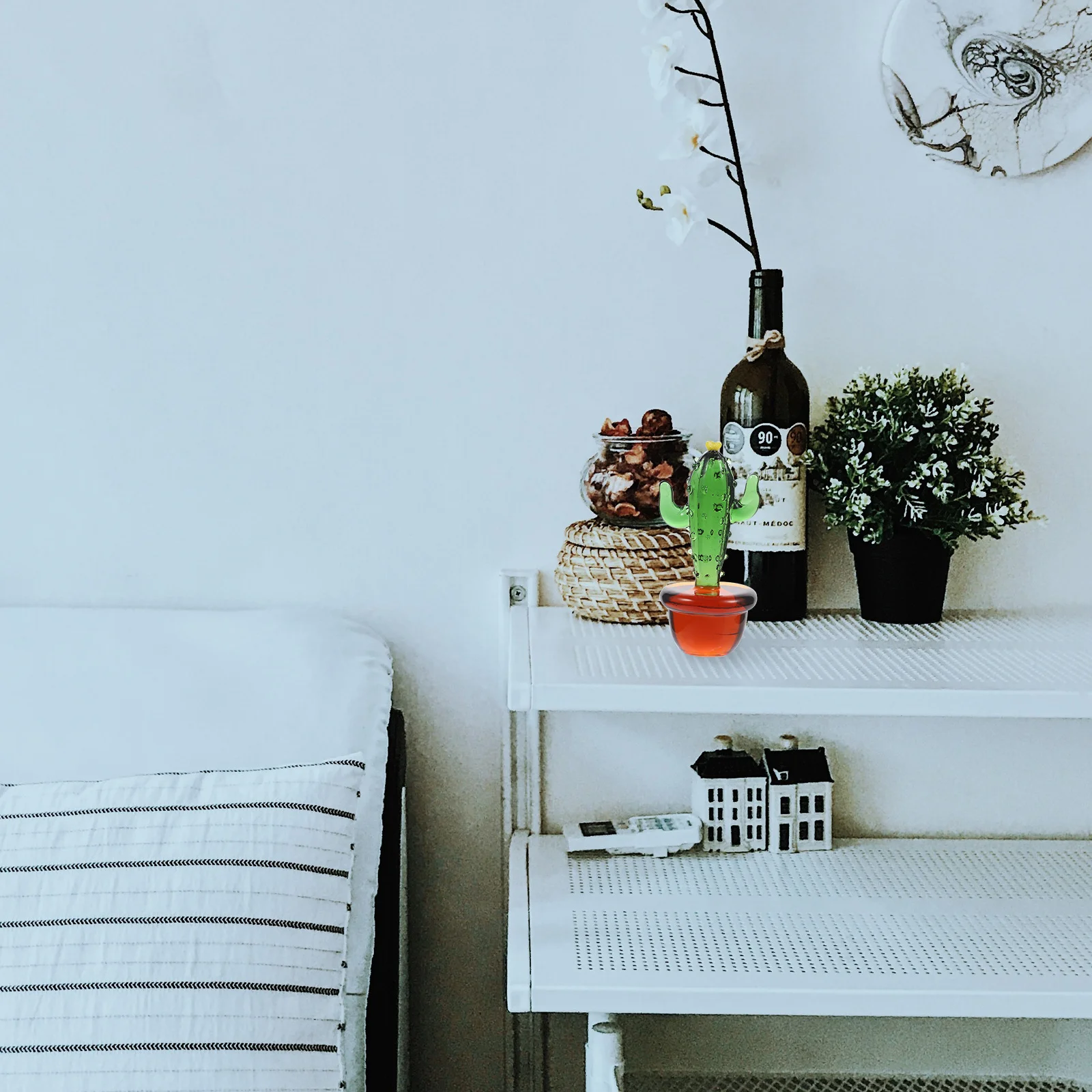 

Elegant Mini Glass Cactus Home Decor Item for Desktop Office Desk Car Interior Tabletop Shelf Window Display Party Cake