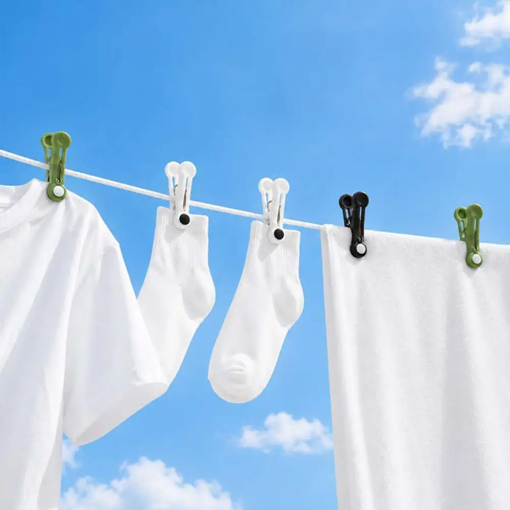 Heavy Duty Clothes Pins Windproof Laundry Clips 16pcs Plastic Clothes Pins Set Non-slip No-trace Laundry Clips for Socks