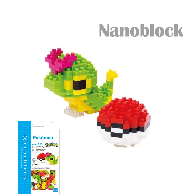 Bloques de Construcción Micro Originales de Nanoblock, Pokémon Caterpie y Poké Ball, Rompecabezas 3D, Modelo de Bloques Micro, Regalo Coleccionable Kawaii
