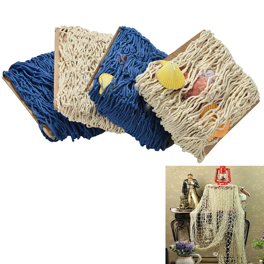 1pc Fish Netting Decor Nautical Decorative Fish Net Sea Shells Seaside Wall For Home Decoration Photography Decoration