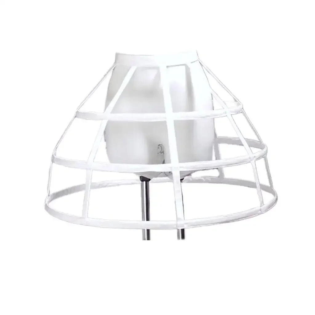 

Womens Crinoline Wedding Dress Underskirt 3 Hoop Hollow Out Fish Bone Bustle Cage Skirt Pannier Petticoat