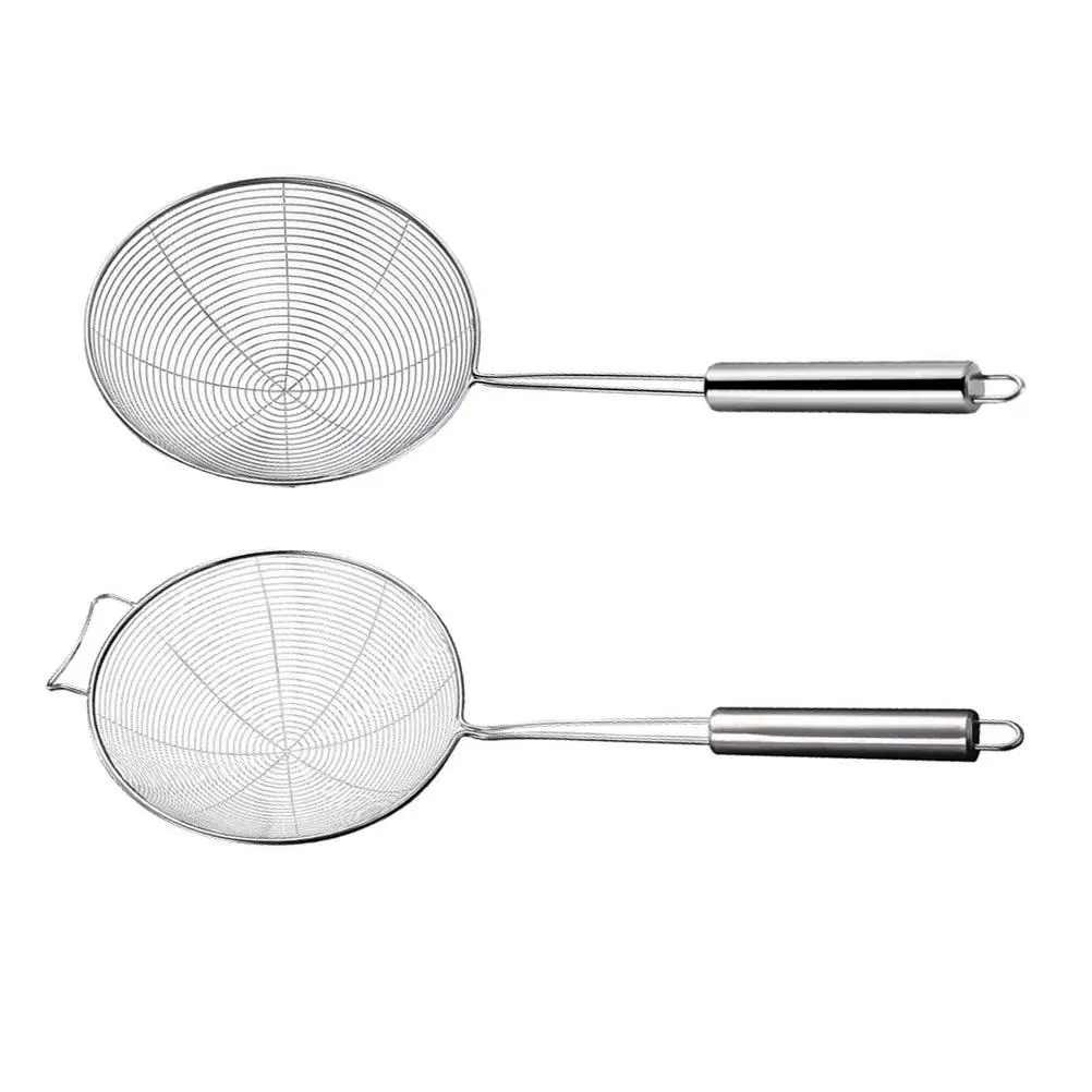 

2 Pcs Filter Stainless Steel Colander Strainer with Handle Metal Soup Silver French Fries