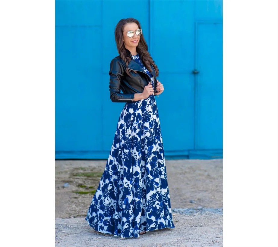 Women Long Skirt Summer Sleeveless New Blue and White Porcelain Swing Dresses for Gilrs Mommy and Daughter Matching Clothes