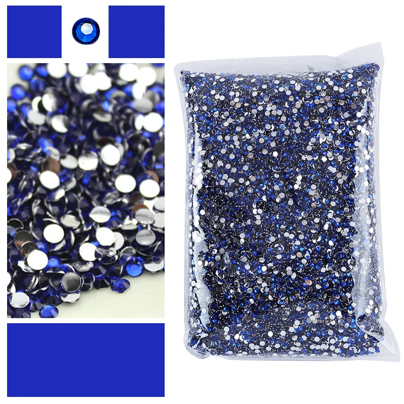 

Dark Blue 2-5mm Wholesale Flat Bottom Cтразы Circular Non Hot-fixed Shinning Cristales Pedrería Rhinestones DIY Decorative