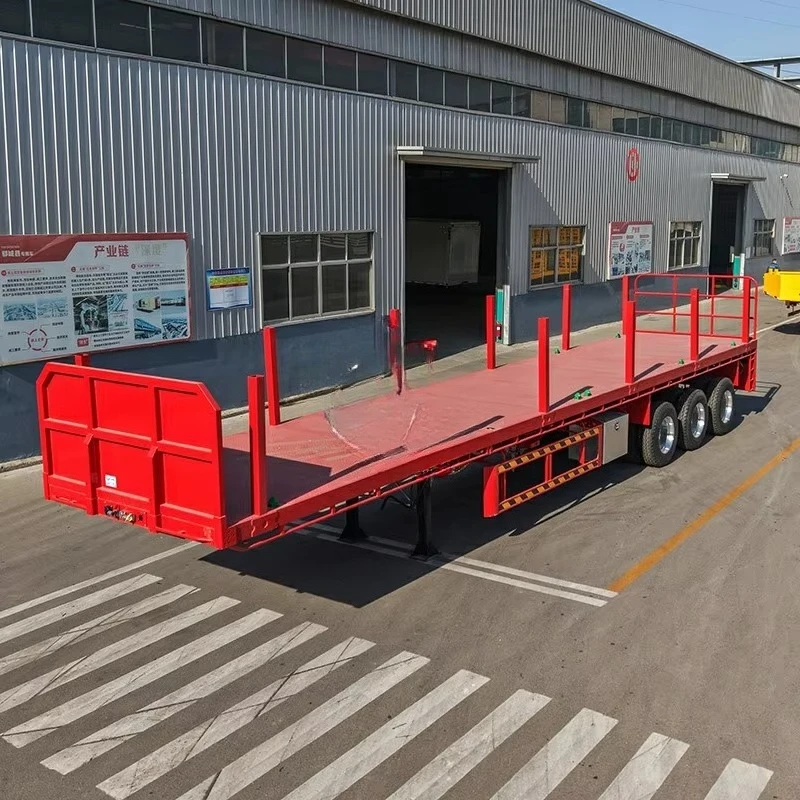 Hot Sale Yongchao  Factory Price Customized 2axles 3 Axles Flatbed-trailer  40-80ton Extendable 20ft 40ft Flat Deck Semi Trailer