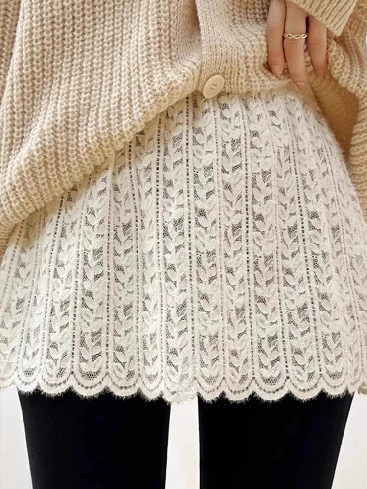 Lace Underwear Women's Autumn Winter Sweatshirt Sweater Butt Covering Leggings Layering Inner Wear Hip Covering Skirt Shield