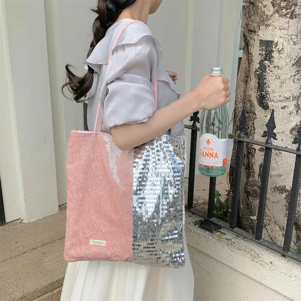 Detachable Strap Handbag Detachable Patchwork Shoulder Bag Street  Tote Bag Canvas Canvas Handbag For Campus Use Daily