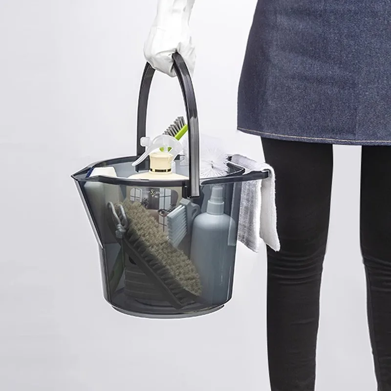 Transparent Plastic Water Bucket with Measurement Marks and Handle Portable Car Wash Bucket Household Water Bucket