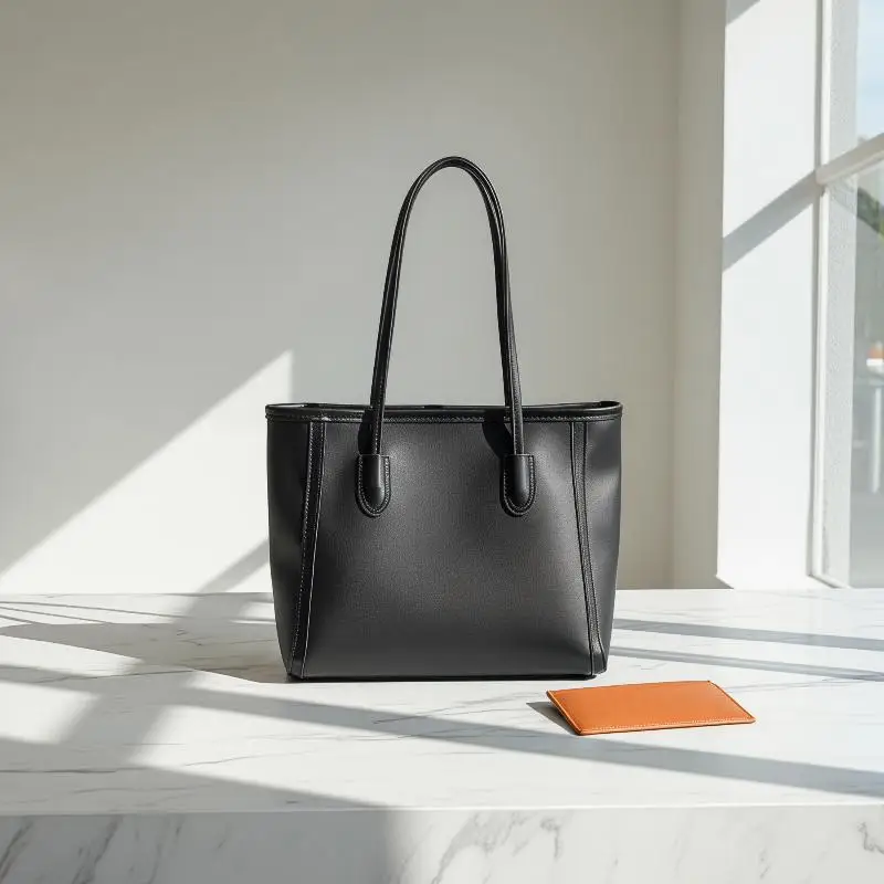 Women's Simple Tote Bag PU Leather Large Capacity Shoulder Bag for Versatile Commuting Purposes