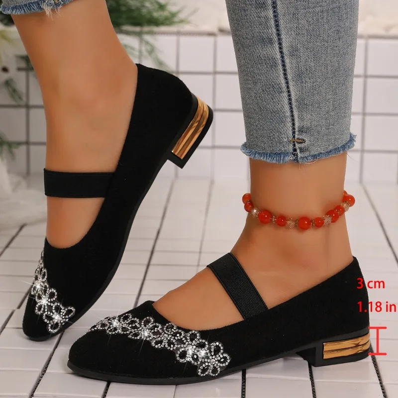 Large Size Low-heeled Square-toe Pointed-toe Slip-on Suede Versatile Casual Shoes - view 2
