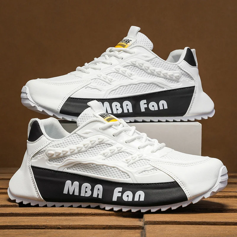 

Мужская спортивная обувь, новинка 2025, кожаные дышащие повседневные уличные кроссовки на толстой подошве для мужчин, модные кроссовки