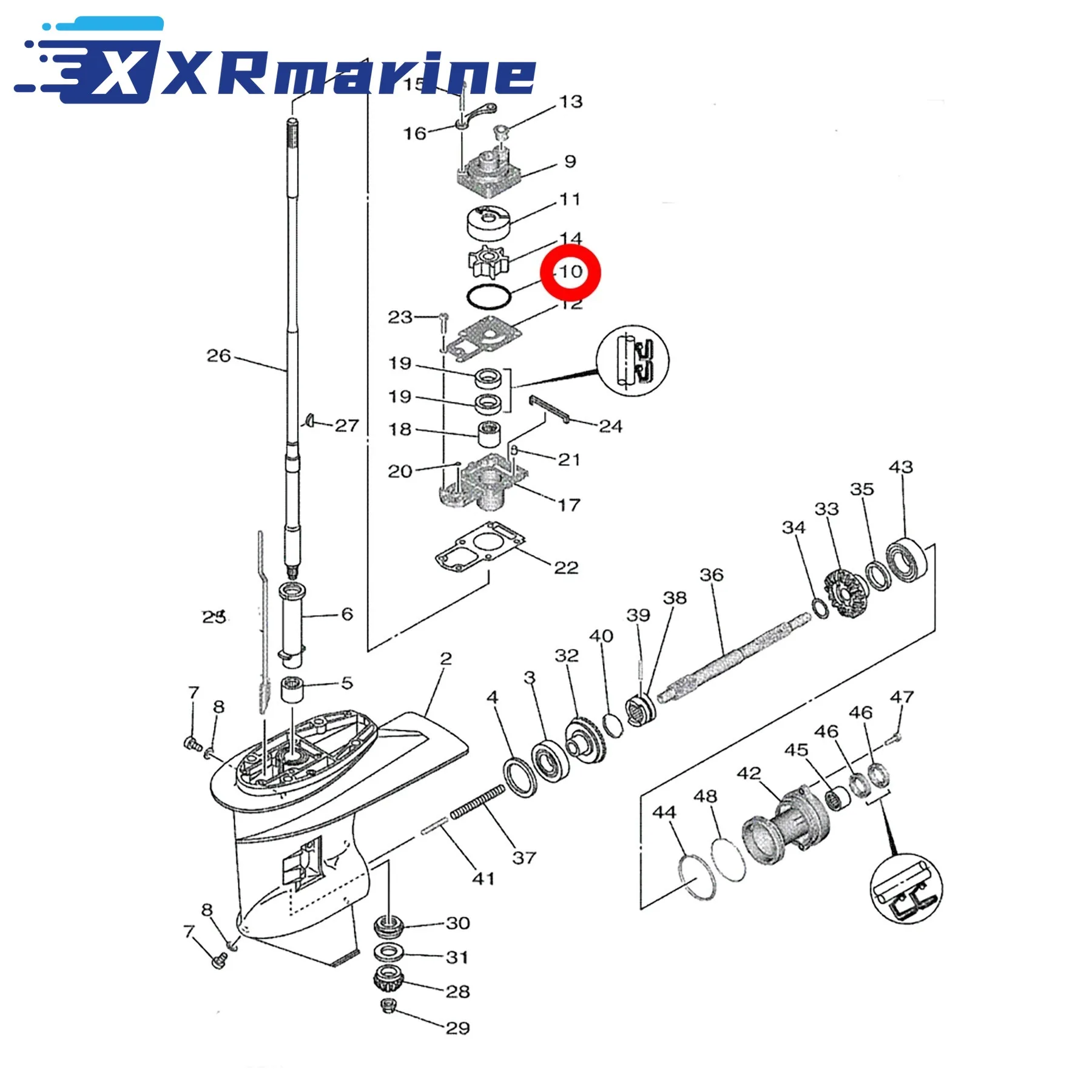 2 Pcs O-Ring Replacement for Yamaha Marine 20HP 24HP 25HP 30HP 1993-2024 Outboard Motor Engine 93210-45161 18-71332