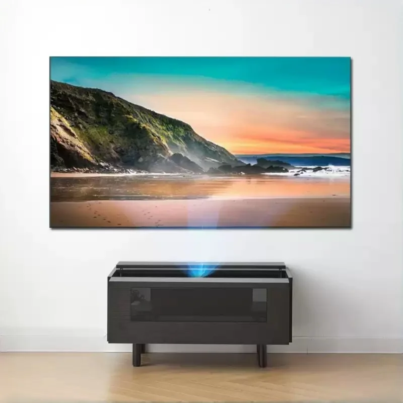 

Short Automated Laser TV Stand Cabinet, Hidden Electric Lift & Auto Cooling for Ultra Short Throw Projector