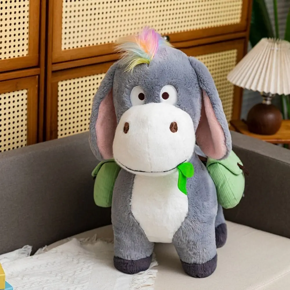 Kawaii 30cm Backpack Donkey Plush Toys Cartoon Cute Animal Stuffed Doll Toy Gift Short Plush Donkey Plush Ornament Christmas