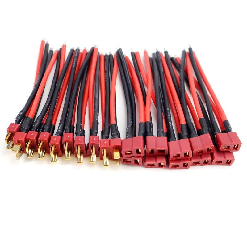 3./6/12Pair 100mm Connector T Plug Male Female Connector Extend Silicone Cable 14AWG Battery Connecting Cable Wholesale