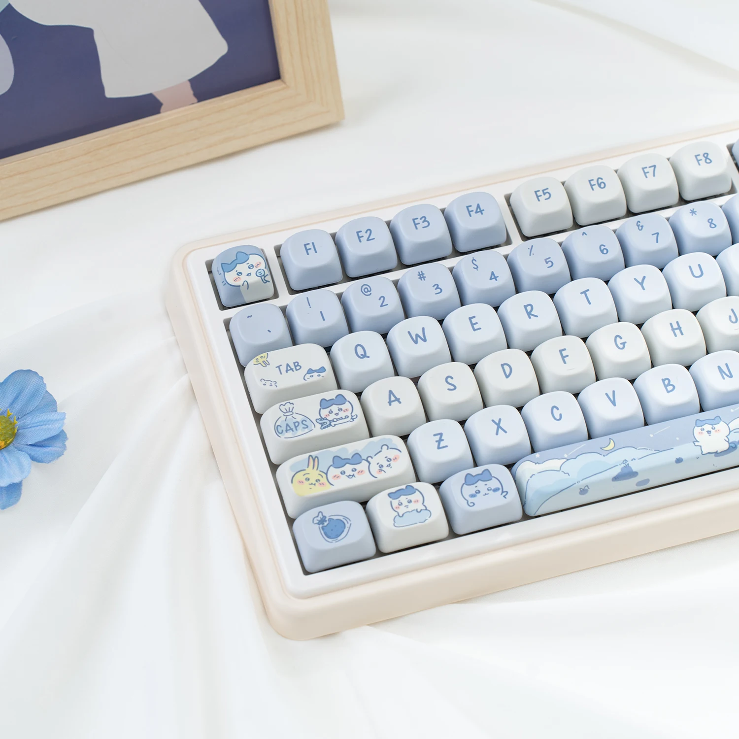 

Keycap small eight MOA blue cute girl 87 keys mechanical keyboard PBT sublimation HI75