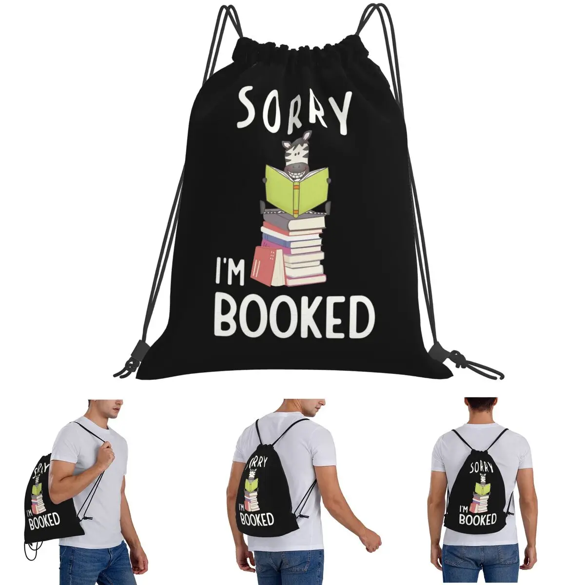 

Sorry, I'm Booked Backpacks Casual Drawstring Bags Sports Bag Book Bags for Travel School