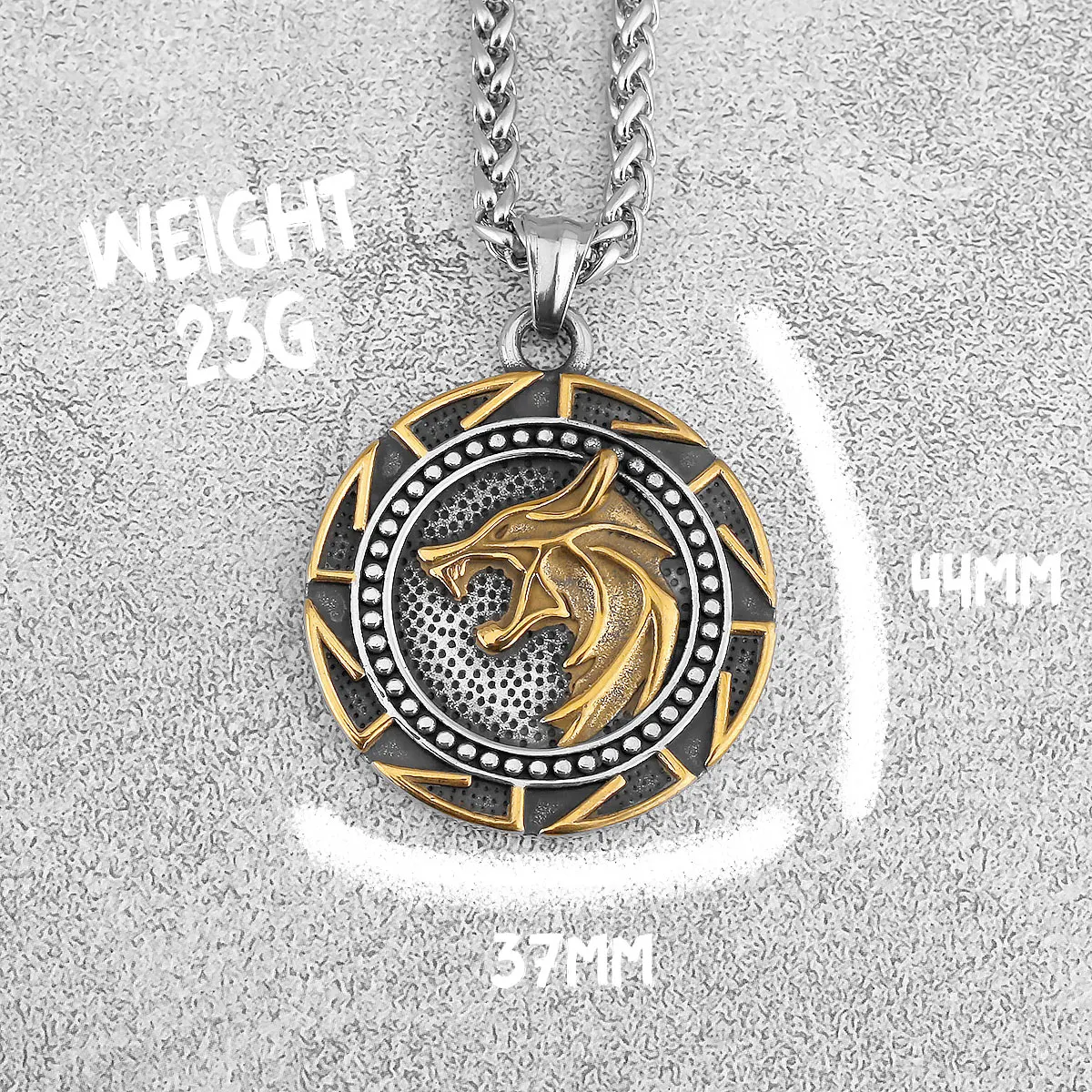 Mens Vintage Viking Wolf Pendant Runes Necklace Punk Street Rock Nordic Stainless Steel Odin Wolf Head Necklace Fashion Jewelry