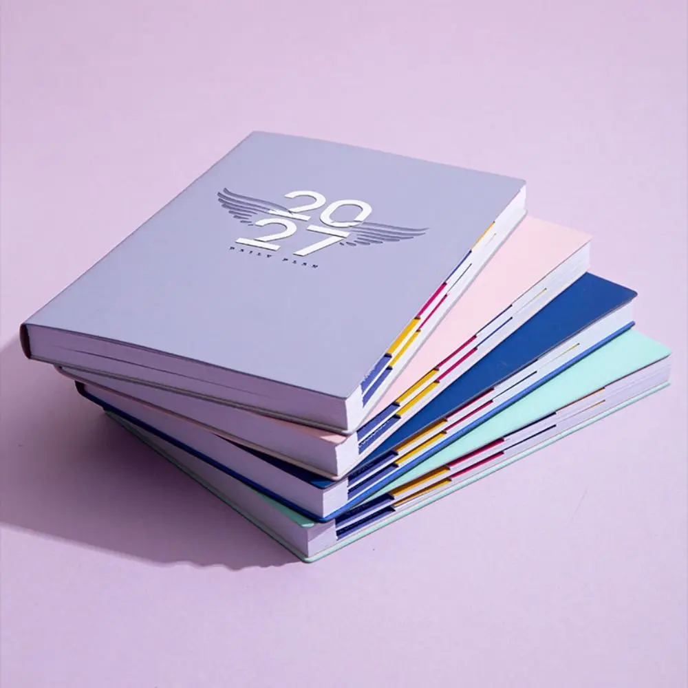Portable A5 2027 Schedule Book To Do List Planner Reminder Agenda Book Textured PU Calendar Book Office Supplies