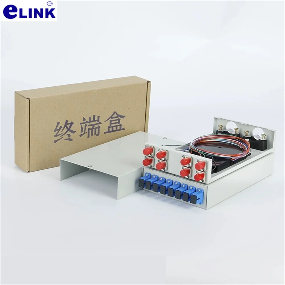 8-портовая оптоволоконная терминальная коробка, утолщенная полностью оборудованная пустая коробка SC LC FC ST, оптоволоконная коробка 4/6/8/16 ядер elink, 2 шт.