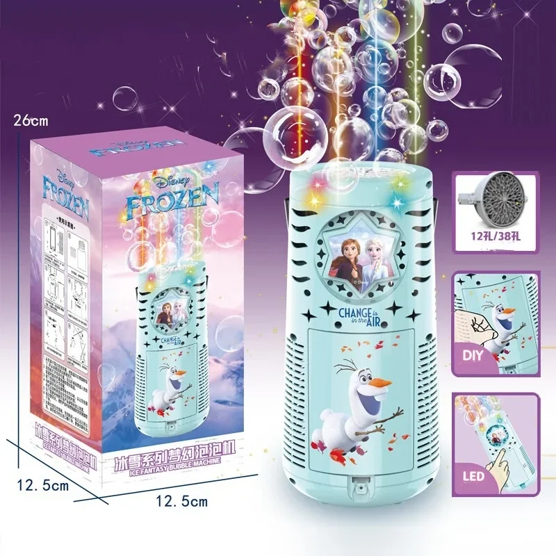 Disney-Machine à bulles électrique portable de la série Frozen pour enfants, feux d'artifice à bulles, jouets pour filles, cadeau de fête, escales, 33 trous