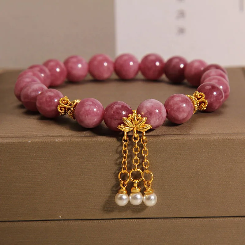 

Purely handmade - pink tourmaline bracelet women's ins niche light luxury