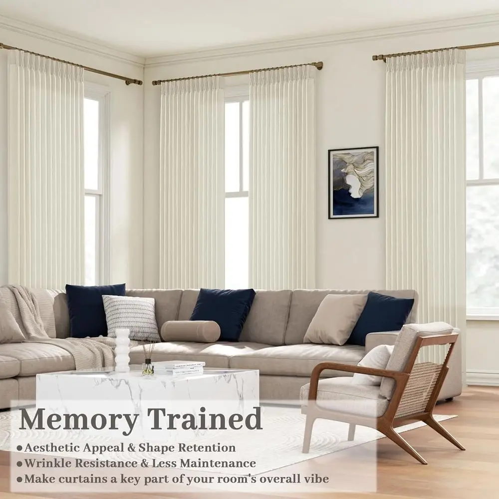 Extra lange Faltenvorhänge aus Birkenleinen, 102 Lichtfilter, Boho-Stil, Privatsphäre für Wohnzimmer und Schlafzimmer