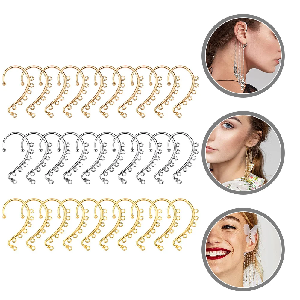 

30pcs Ear Hooks Accessories 6-Holes Non Piercing Diy Earring Parts Jewelry Making Supplies Handmade Earring Circles Eardrop Wire