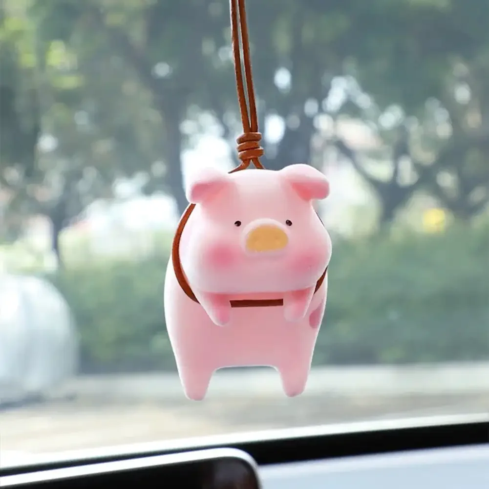 Pingente bonito porco com óculos para carro, espelho retrovisor automático, Swing Pig Coche, Acessórios para decoração de interiores, presente criativo