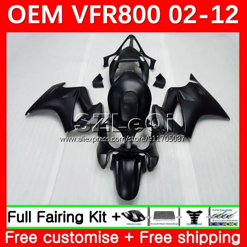 interceptor For HONDA VFR 800RR VFR800 800 RR 2002 2003 2004 2005 2006 2007 43No.7 Flat Black VFR800RR 08 09 10 11 12 Fairing