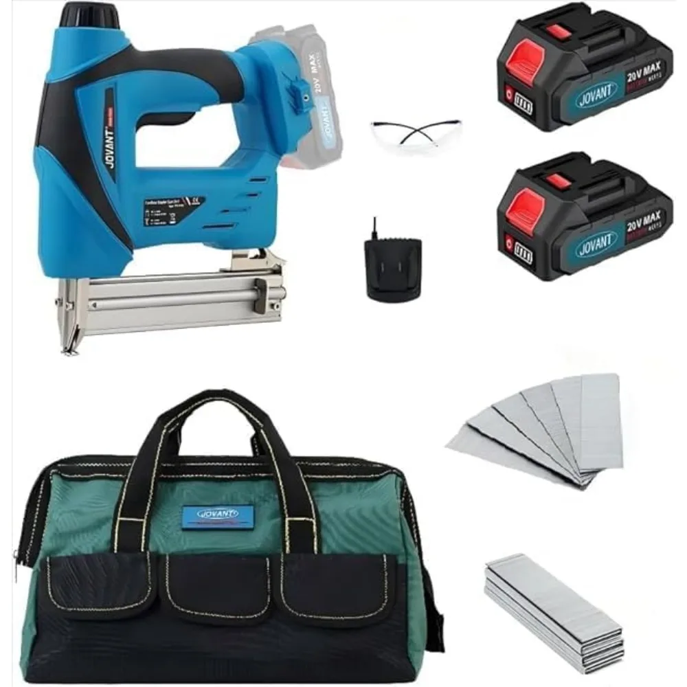 

2 in 1 Nail Gun Battery Powered, 20V Cordless Nail Gun,4 * 80pcs Nails, 4 * 88pcs Staples, with Staple Puller, 2 * 2.0Ah Li-Ion