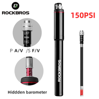 ROCKBROS Bike Bicycle Pump Aluminum Alloy 150PSI High Pressure Hand Mini Bicycle Pump Tire Air Inflator Portable Bike Air Pump