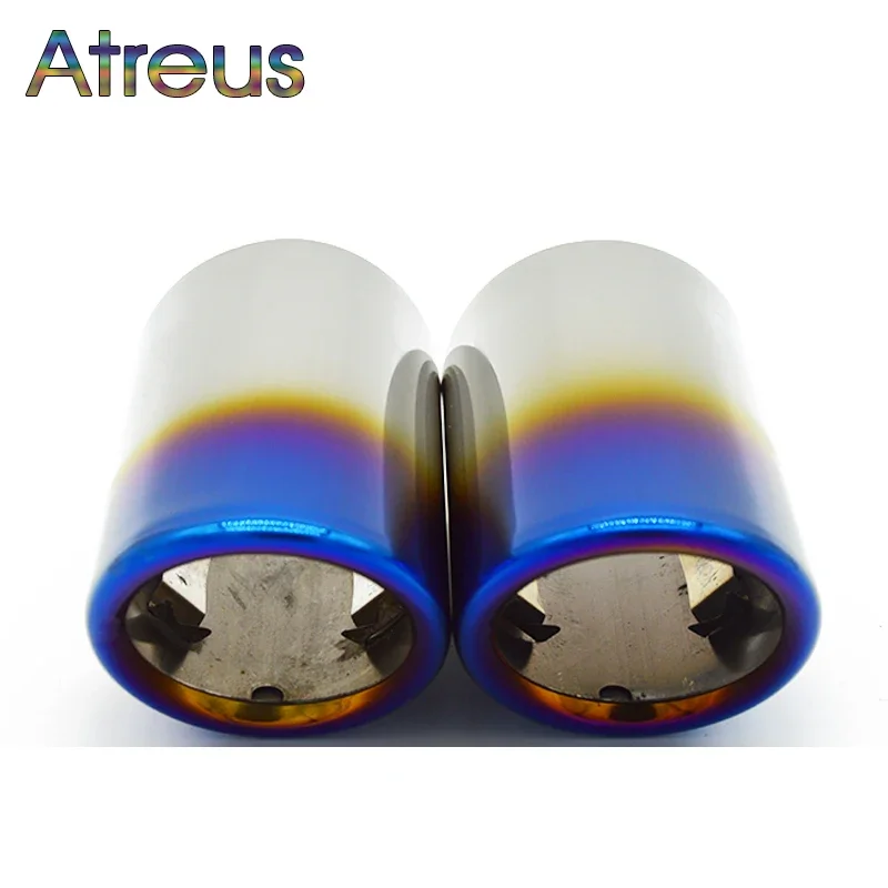 Atreus 2 шт. автомобильные наконечники выхлопной трубы из нержавеющей стали глушитель крышка трубы для Audi A3 A4 B8 A6 C6 A5 Q5 Q7 Q3 A1 Автоаксессуары