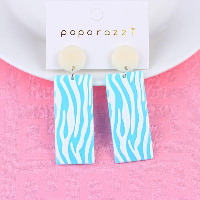 European and American Style Striped Plant Color Matching Acrylic Earrings Simple Printing Color Contrast Fashion Women Earrings