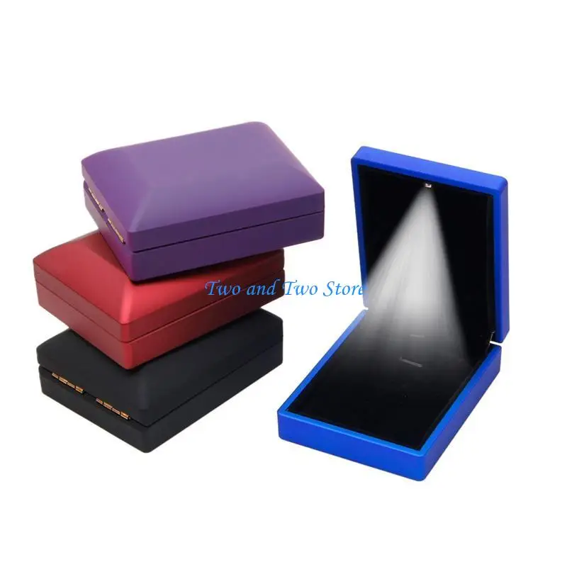 HX6F Luxury LED Light Bracelet Gift Box Jewelry Bangle Box Storage for Case Holder for Wedding Engagement