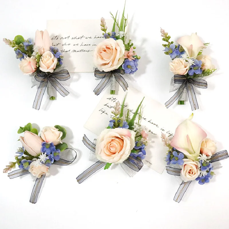 Boutonniere And Wrist Corsag Wedding Supplies Wedding Flower Art Simulation Flower Business Celebration Opening Guests402